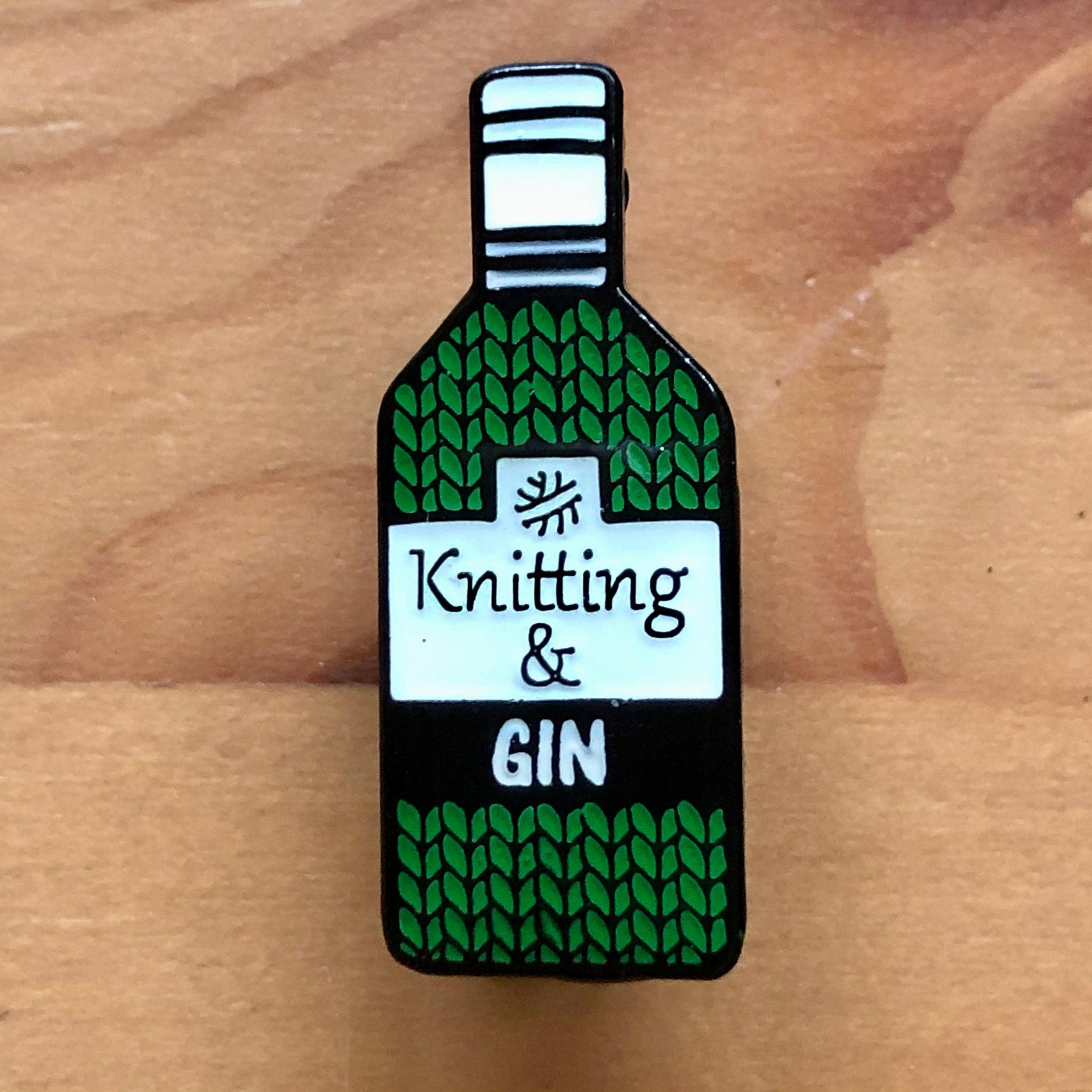 Knitting and Gin Pin Badge